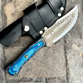 10” Rough Rider Series - 2nd Amendment - Blue & Black Wood - D2 Steel - Horizontal & Vertical Carry - CUS18