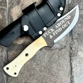 10” Rough Rider Series - F Around And Find Out - Bone - D2 Steel - Horizontal & Vertical Carry - CUS05