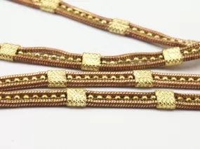 16.5 Feet - 5m Raw Brass Soldered 3 Lined Chain (4.3mm) Z115