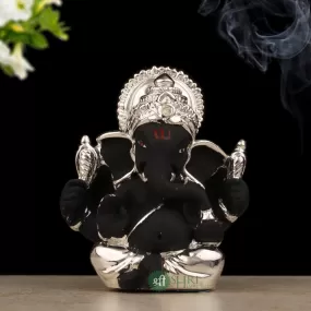 2.5" GANESH SITTING SILVER PLATTING