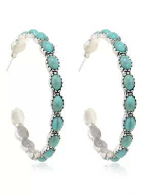 Ceramic Green Alloy Vintage Hoop Earrings