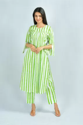 Chaitali U-Hem Striped Co-ord Set Block Printed