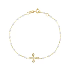 Classic Cross Vintage Diamond White bracelet, Yellow Gold, 6.7"