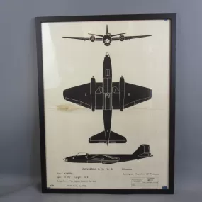 Framed Cold War Aircraft Recognition Poster Canberra B Vintage WW2 c1948