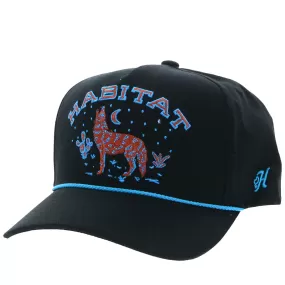 HOOEY HABITAT BLACK W/ORANGE & BLUE STITCHING HAT