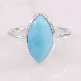 Larimar Ring 925 Sterling Silver Ring, Larimar Gemstone Ring, Solitaire Ring, Larimar Birthstone Ring