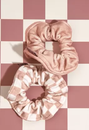 Microfiber Quick-Dry Scrunchie 2pc-Terracotta Checker