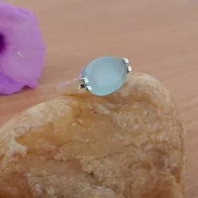 Natural Aqua Chalcedony Gemstone Gift Ring | Bezel Artisan Gift Ring | 925 Sterling Silver Ring |Birthstone