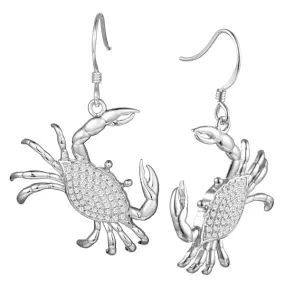 Pavé Blue Crab Earrings