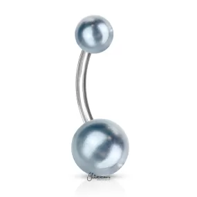 Pearlish Coat Acrylic Balls Belly Button Navel Ring - Light Blue