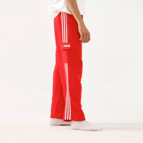 Red Wide Leg Cargo Unisex Trouser