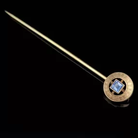 The Biddeford - Antique Kashmir Blue Sapphire 14k Gold Stick Pin