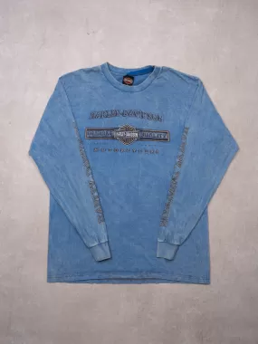 Vintage '00 Light Blue Harley Davidson Thunder Bay Long Sleeve (L)