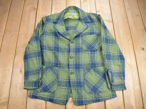 Vintage 1970s Pendleton Plaid Button Up Blazer Jacket Size L / 100% Virgin Wool / True Vintage / Made In USA / Flannel