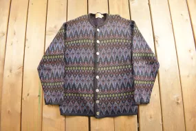 Vintage 1970s Warren Knit Cardigan Sweater / Pattern Knit / Vintage Cardigan / True Vintage / 70s Sweater / True Vintage Cardigan