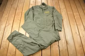 Vintage 1976 USAF Military Flyer Coverall Jumpsuit Size Large / Vintage Coveralls / Militaria / Distressed Coveralls / Sage Green / CWU-27P