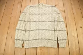 Vintage 1980s 100% Wool Cable Knit Sweater / Vintage 80s Crewneck / Outdoorsman / Vintage Knit / Winter Sweatshirt